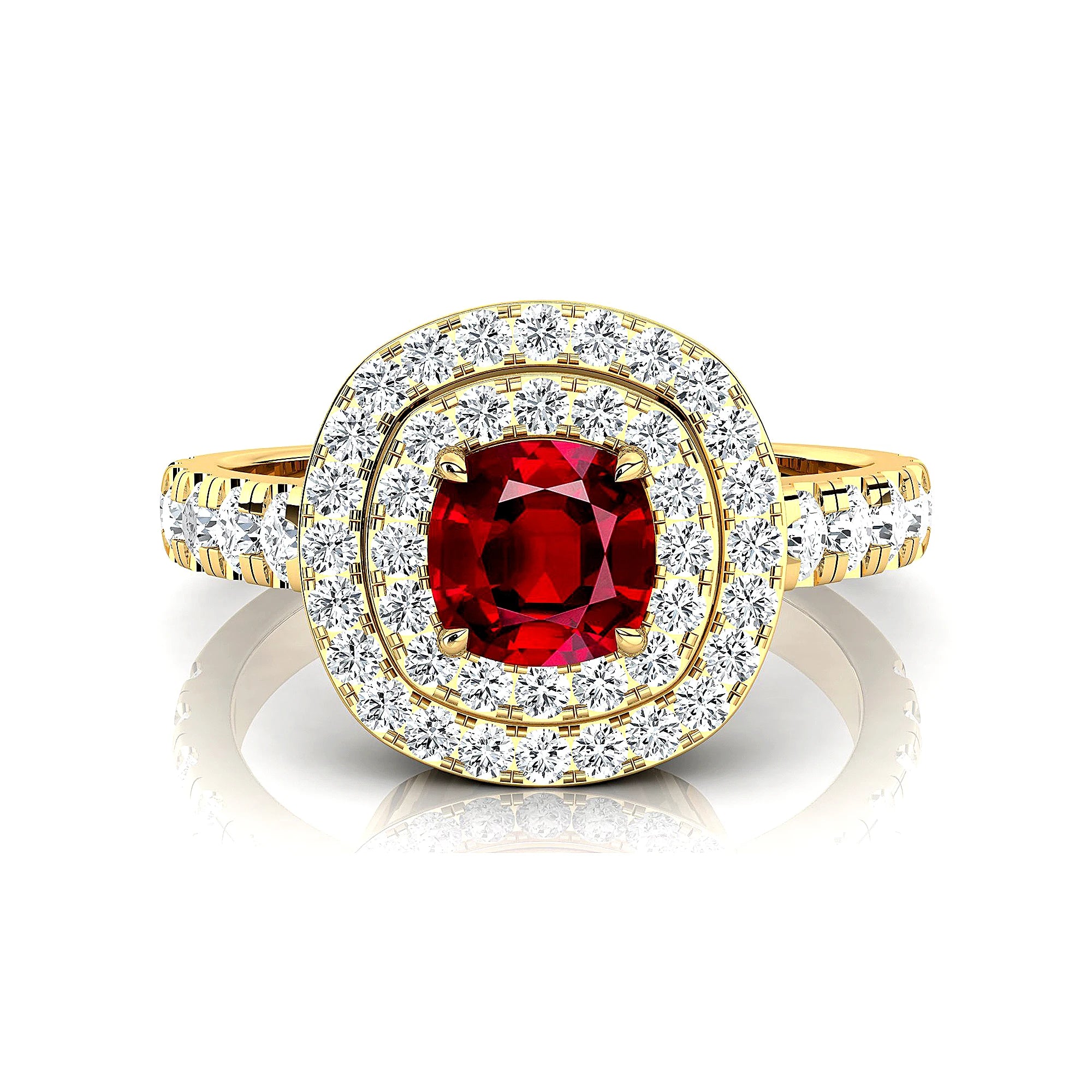 14k Solid Gold Rings Jewelry Rhodium Plated Lab Grown Ruby Gemstone and Real White Diamonds Classic Wedding Ring Fine Jewelry