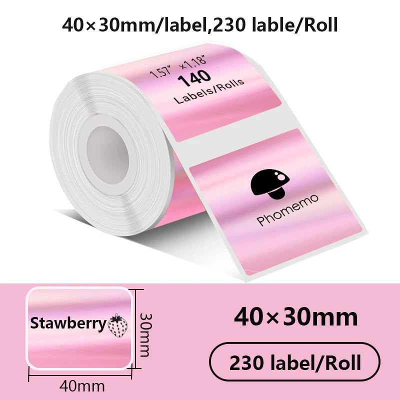 1Rolls 40x30mm White Multicolor Thermal Labels, Compatible With Phomemo M200/M210/M110/M120/M108/P50/P80 Label Printer