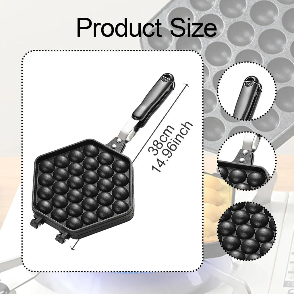 Bubble Waffle Maker Pan Double Sided Cooking Baking Tool Egg Waffle Maker for Lunch Snack Stand Commercial Cafe Breakfast
