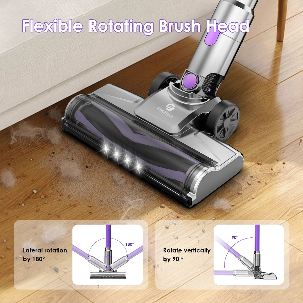 Cordless Vacuum Cleaner, 60KPA/450W/60Mins Cordless Stick Vacuum with Touch Screen,5-Layer Filtration System, Wall Charging,