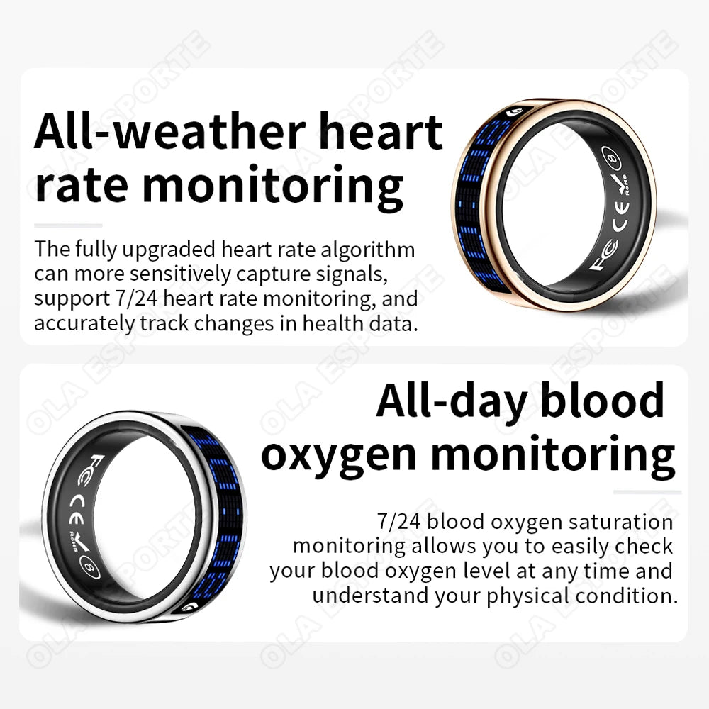 New 2026 Call ID Reminder Smart Ring Heart Rate Blood Pressure Monitoring Men Women Smartring IP68 Waterproof Health Multi Sports Fitness Tracking Rings