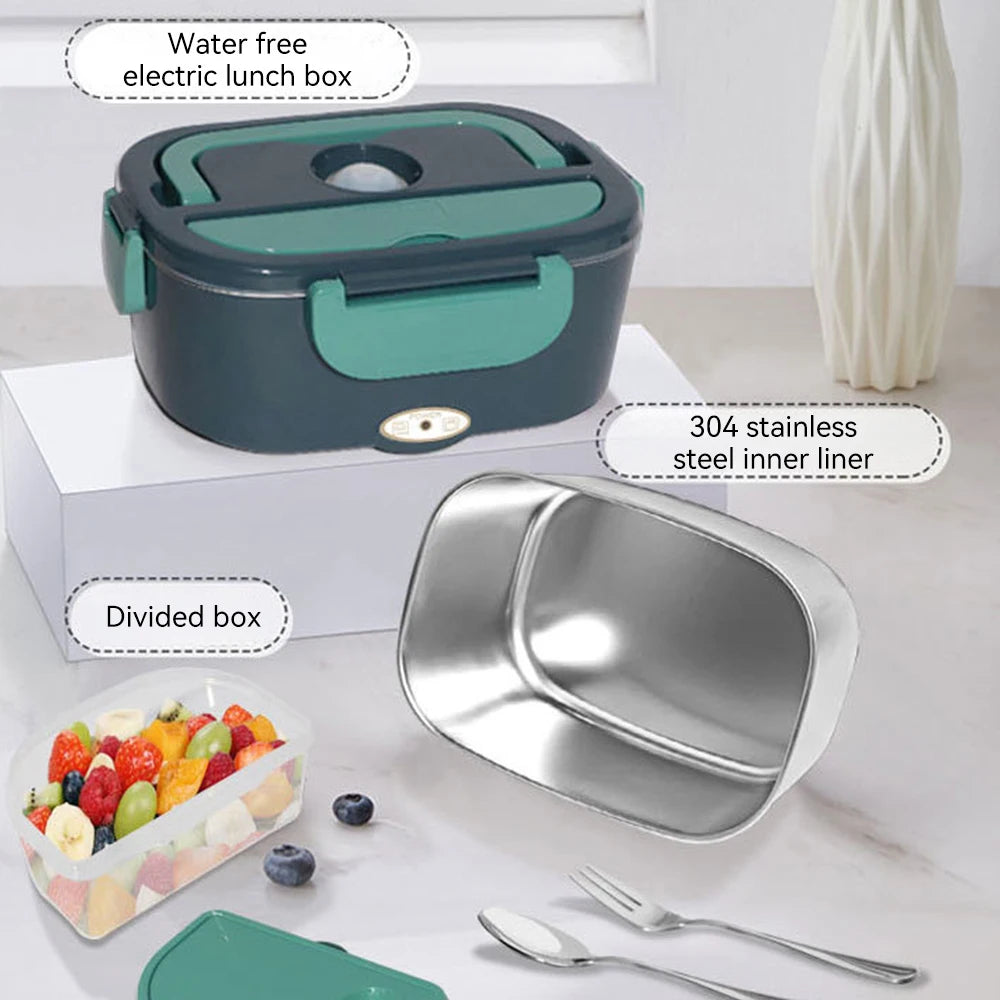 Electric Lunch Box Portable Food Heater Stainless Steel Inner Pot Food Container For Office Outdoor Camping Bento Picnic