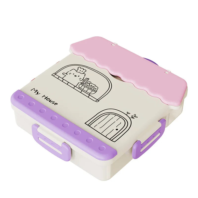 Portable Sealed Lunch Box Student Bento Box Microwave Available Heating School Office Staff Fruit Food Containers Forks Spoons