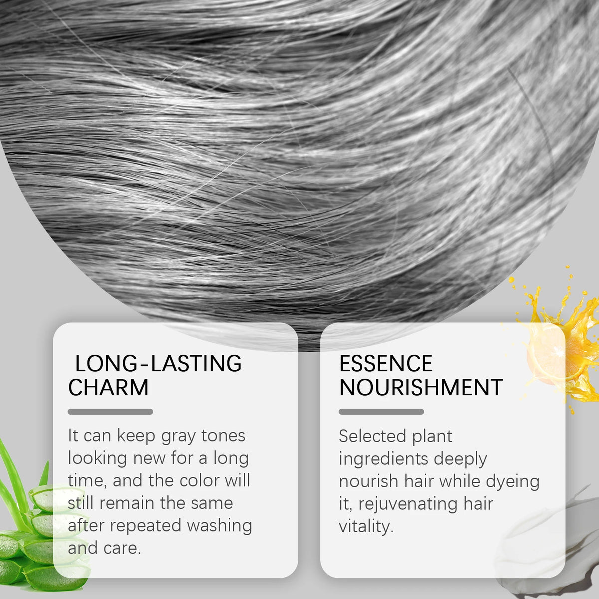 Silver Gray Hair Color Cream Gentle Formula Vibrant Punk Style DIY Styling Easy Use Quick Coloring Long Lasting Effect Permanent Hair Dye