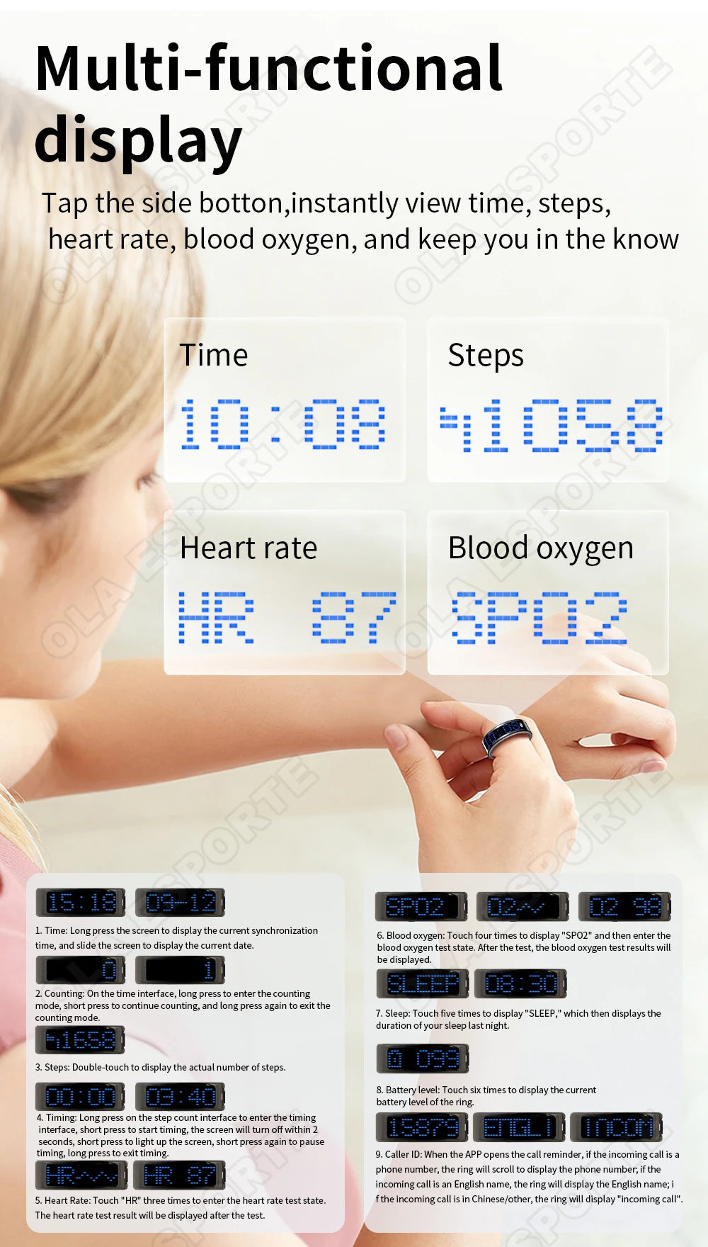 New 2026 Call ID Reminder Smart Ring Heart Rate Blood Pressure Monitoring Men Women Smartring IP68 Waterproof Health Multi Sports Fitness Tracking Rings