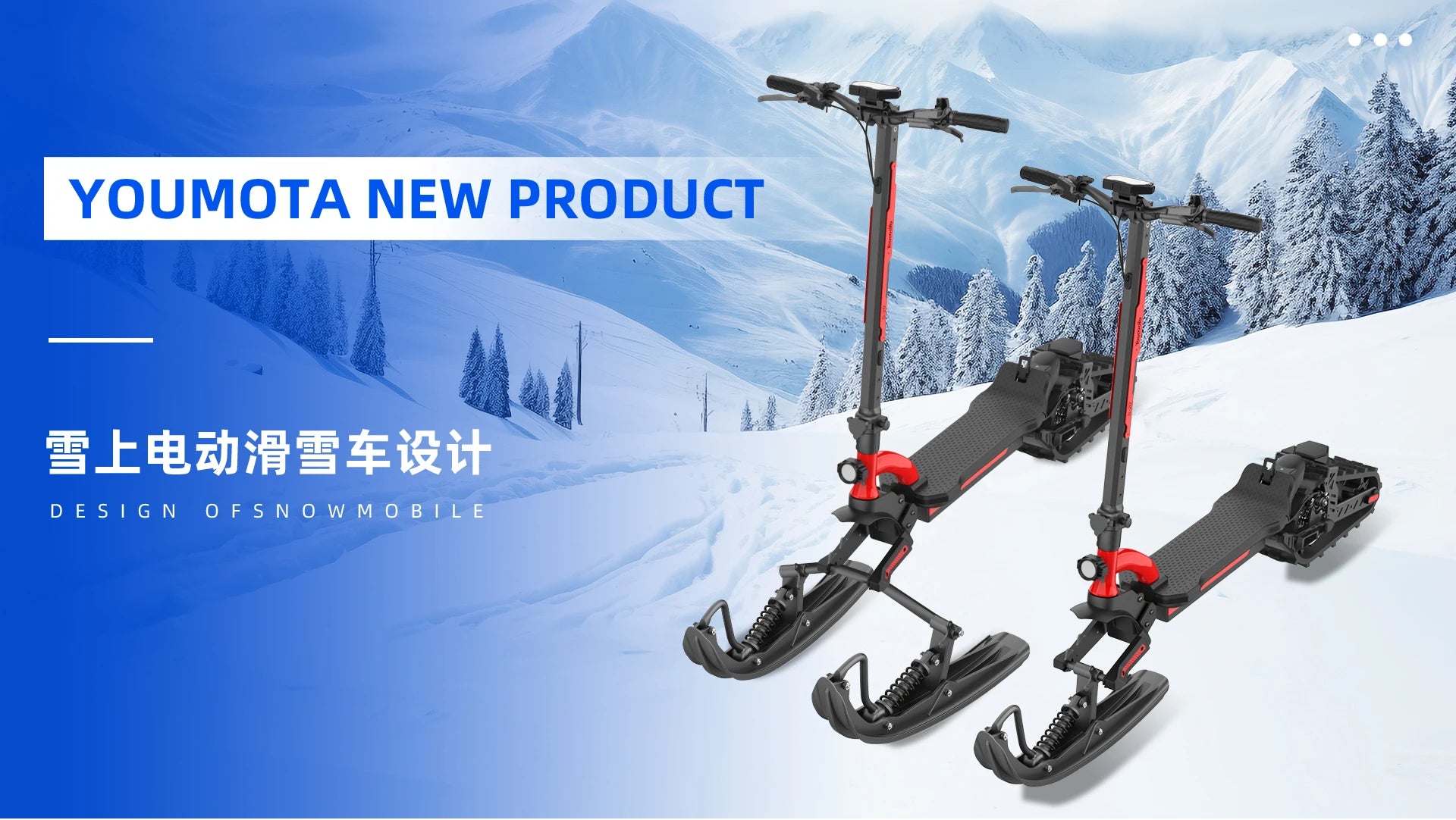 3-in-1(All-Terrain mode+Road mode+Ski mode) Snow Scooter 2000W 48V20Ah Snow Sled E-Scooter Sleigh Wheel Electric Scooter