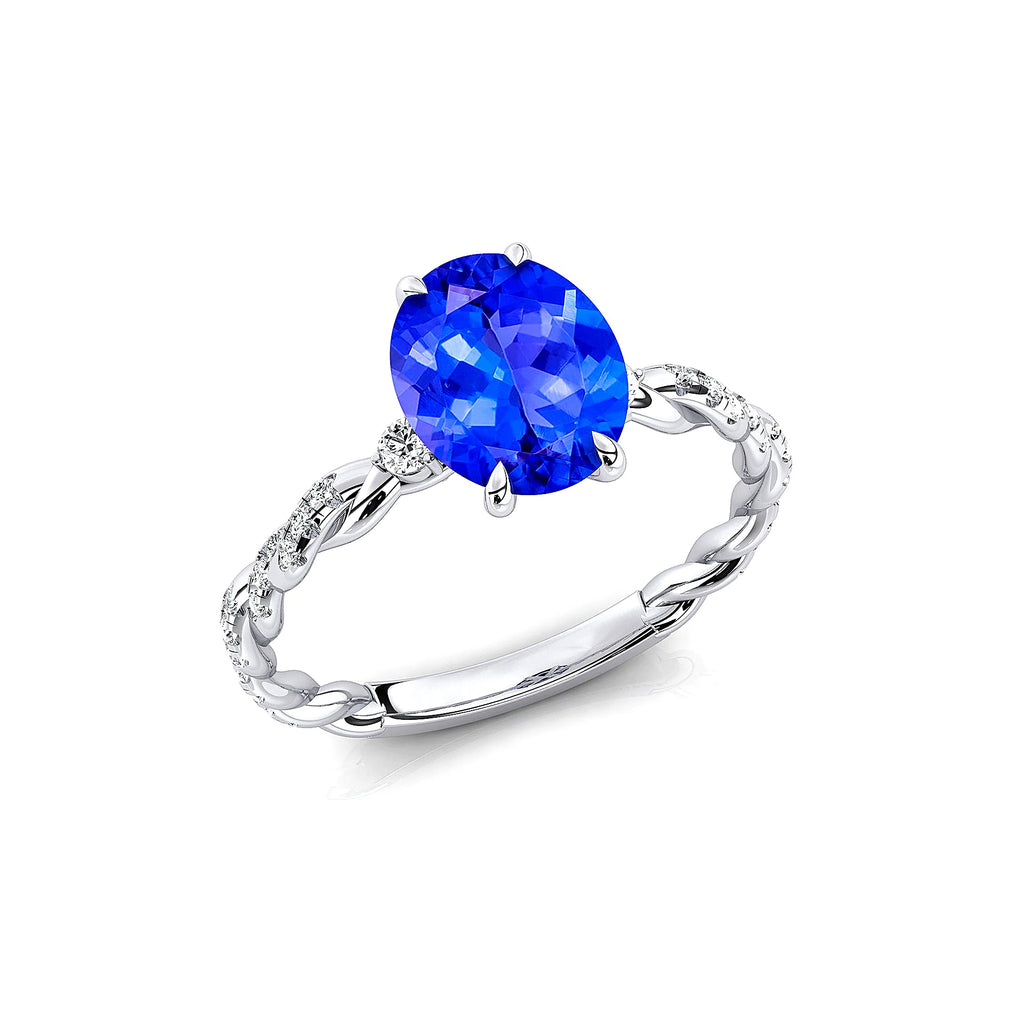 Unisex Luxurious Birthstone Rings 18k Solid Gold Studded Natural Tanzanite Gemstone Real Solitaire Diamonds Wedding Ring ODM