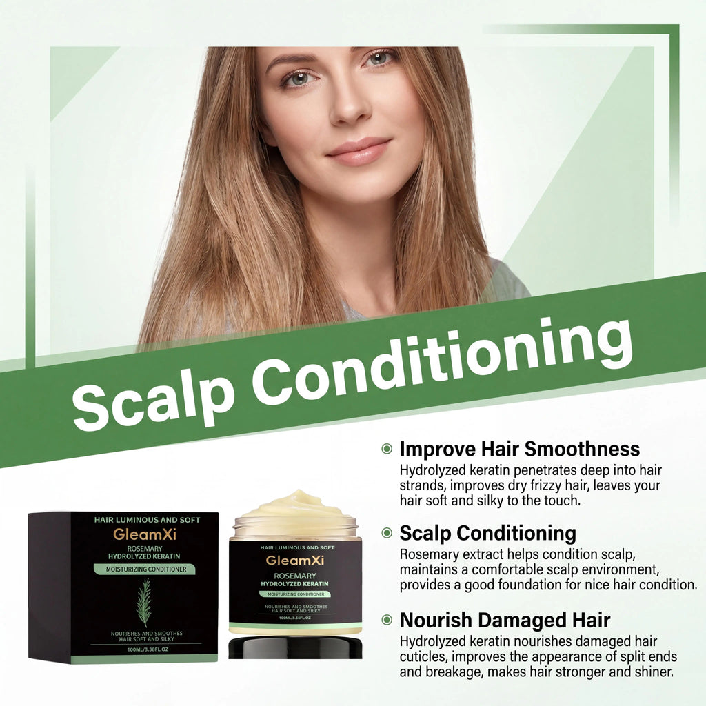 GleamXi Rosemary Hair Conditioner Rosemary Extract Hydrolyzed Protein Blend Softness Smoothness Improvement Gentle Application Scalp Vitality Support Hair Conditioner
