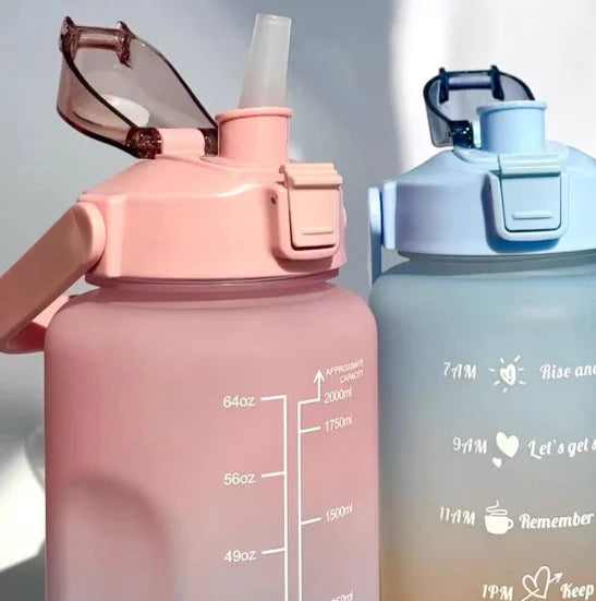 2L Water Squeeze Bottle With 2D And 3D Adhesive Straw With Handle Works As Mobile Phone Holder-Neverdie Store