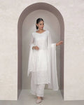 ND Designer Indian & Pakistani Party Wear Suit with Pant & Dupatta Red Size M Embossed Elegant for Special Occasions Women
