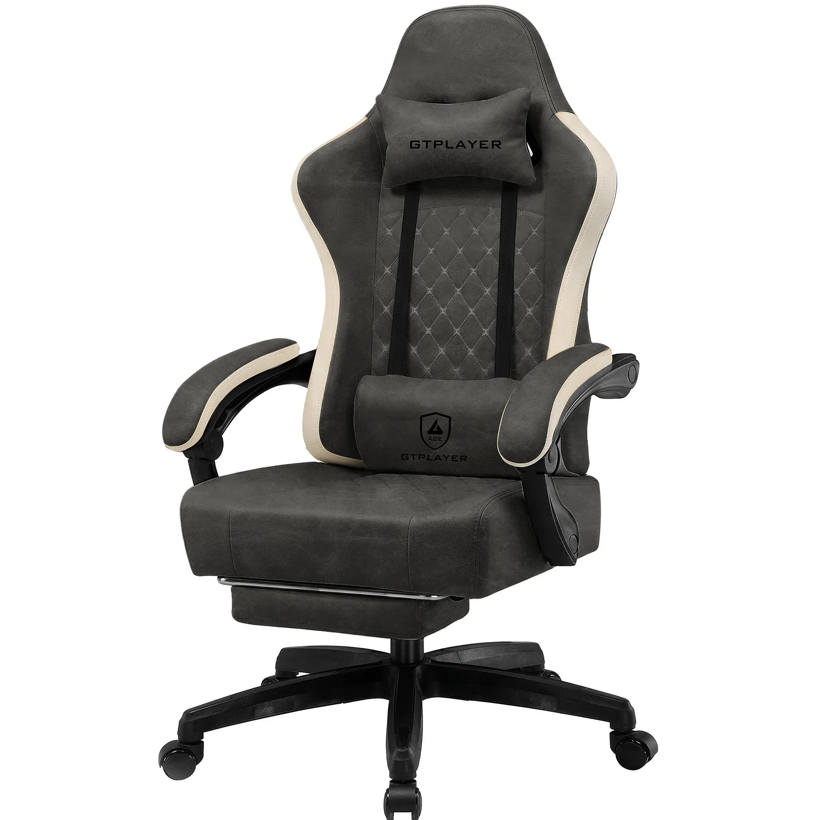 GTPLAYER Fabric Gaming Chair with Footrest, Computer Desk Chair with Pocket Spring Cushion, Home Office Ergonomic Chair