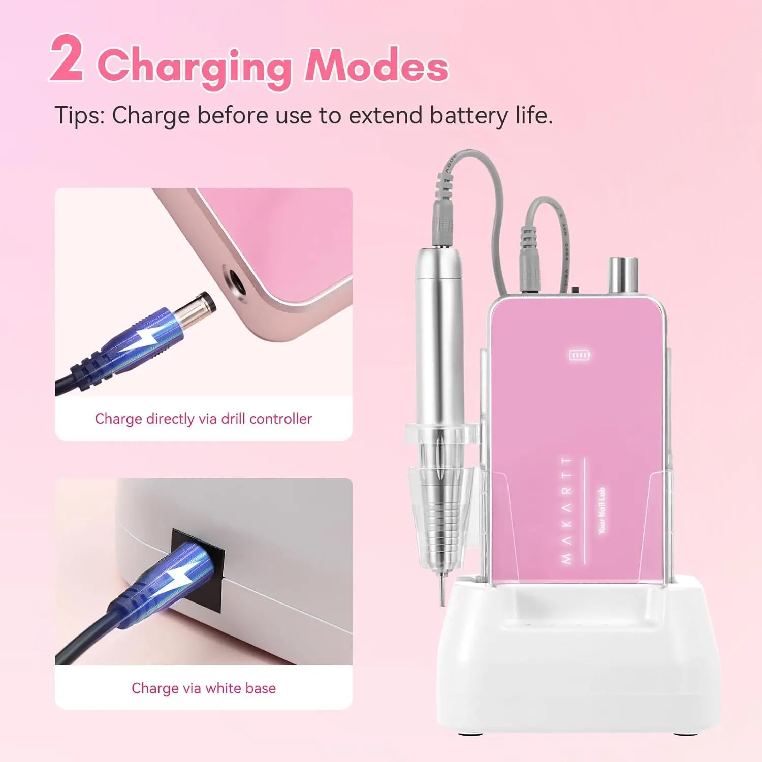 Professional Nail Drill, Nouvella 35000RPM Electric Nail Filer Machine with Coreless Motor Rechargeable Efile for Nails Gel