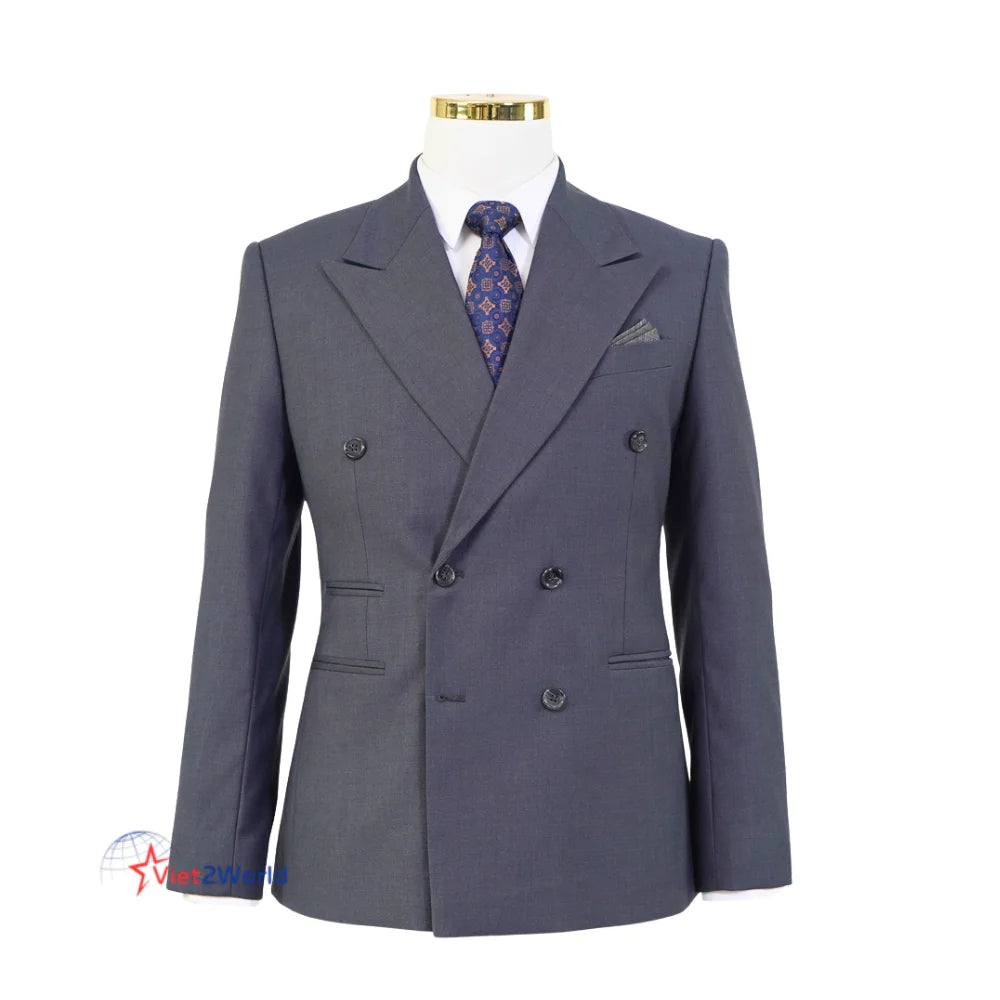 Men's Striped Breathable Windproof Anti-static Anti-shrink 100% Wool Business Casual Formal Wedding Suit Single Breasted Slim