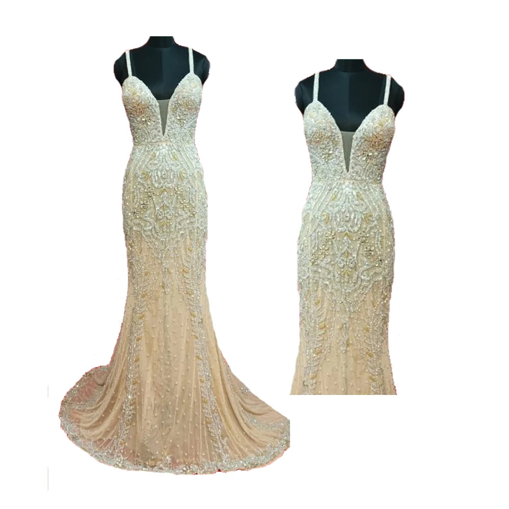 Bulk Quantity Supply Rajgadhia Evening Gown Handmade Beaded Dress Sleeveless Floor Length Fancy Gown