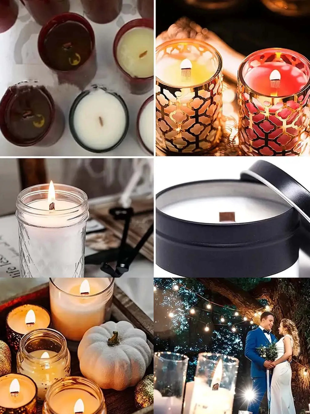 DIY Candle Making Kit - 60pcs Set with Natural Wood Wicks, Metal Stands & Glue Dots for Crafting