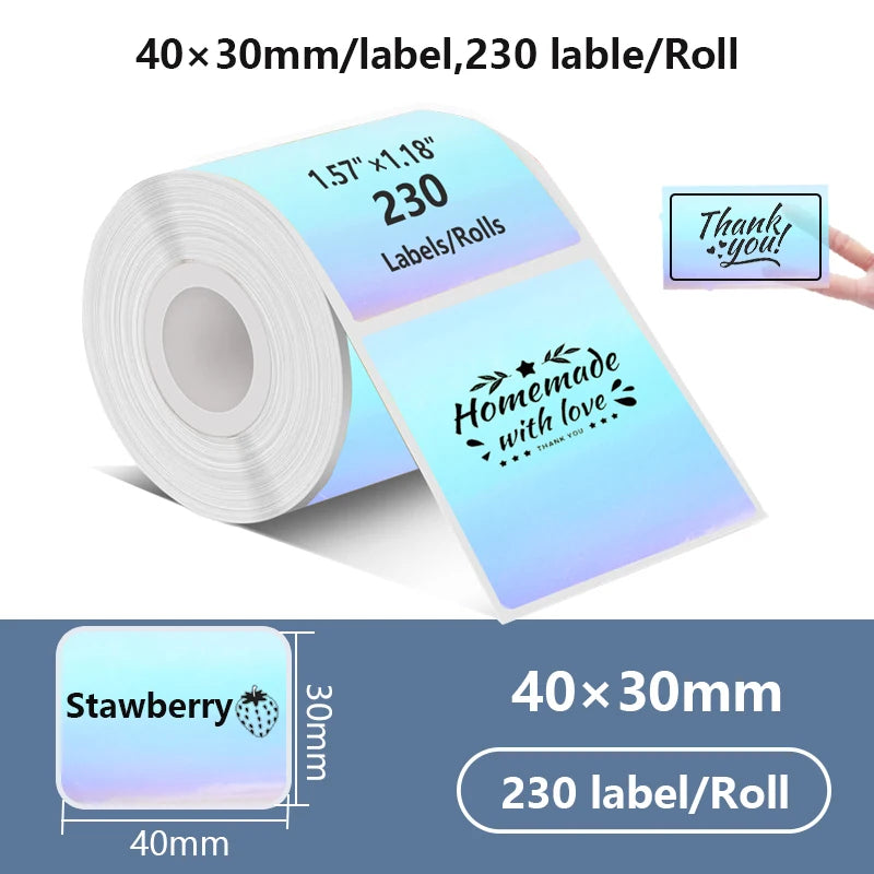 1Rolls 40x30mm White Multicolor Thermal Labels, Compatible With Phomemo M200/M210/M110/M120/M108/P50/P80 Label Printer