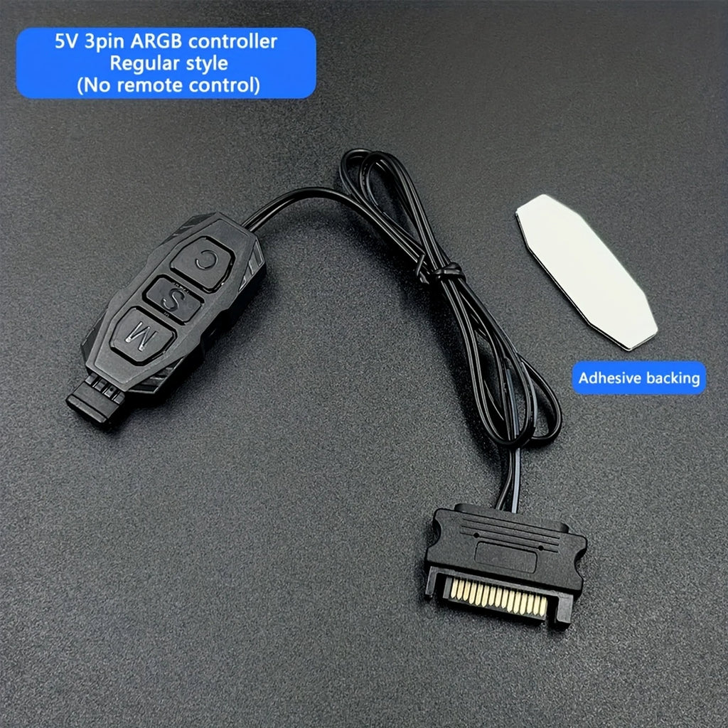 ARGB Controller 5V 3Pin SATA Powered RGB Control for PC Fan LED Strip Water Cooler - Standard Version / Remote Control Version