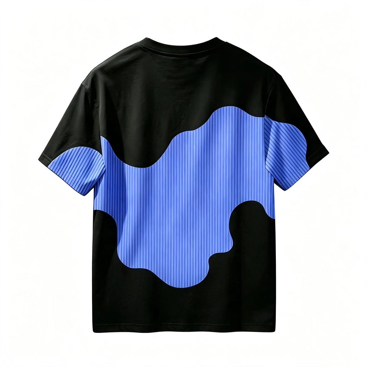 Men Chicago Letter Patchwork T-shirt Wavy Color Block Striped Short Sleeve Crew Neck Casual Streetwear Tops