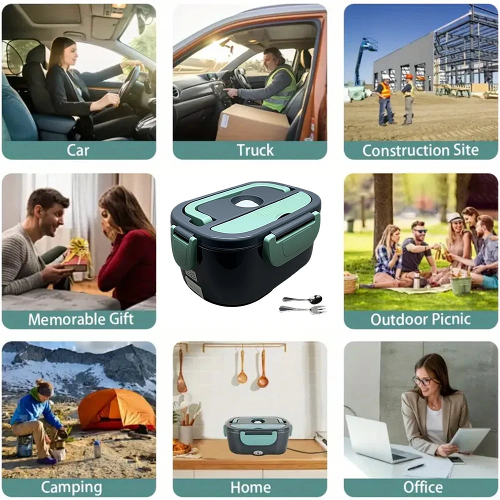 Electric Lunch Box Portable Food Heater Stainless Steel Inner Pot Food Container For Office Outdoor Camping Bento Picnic