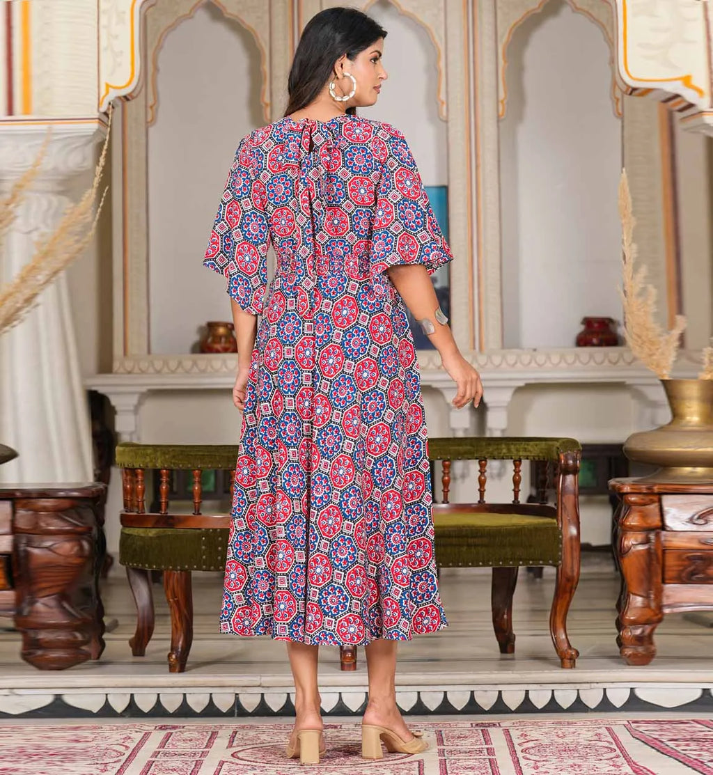 Multi Floral Printed Formal Smoking Anarkali Dress Rayon Flared Sleeves Neck Women Colorful Elegant Ethnic Summer Pattern 2