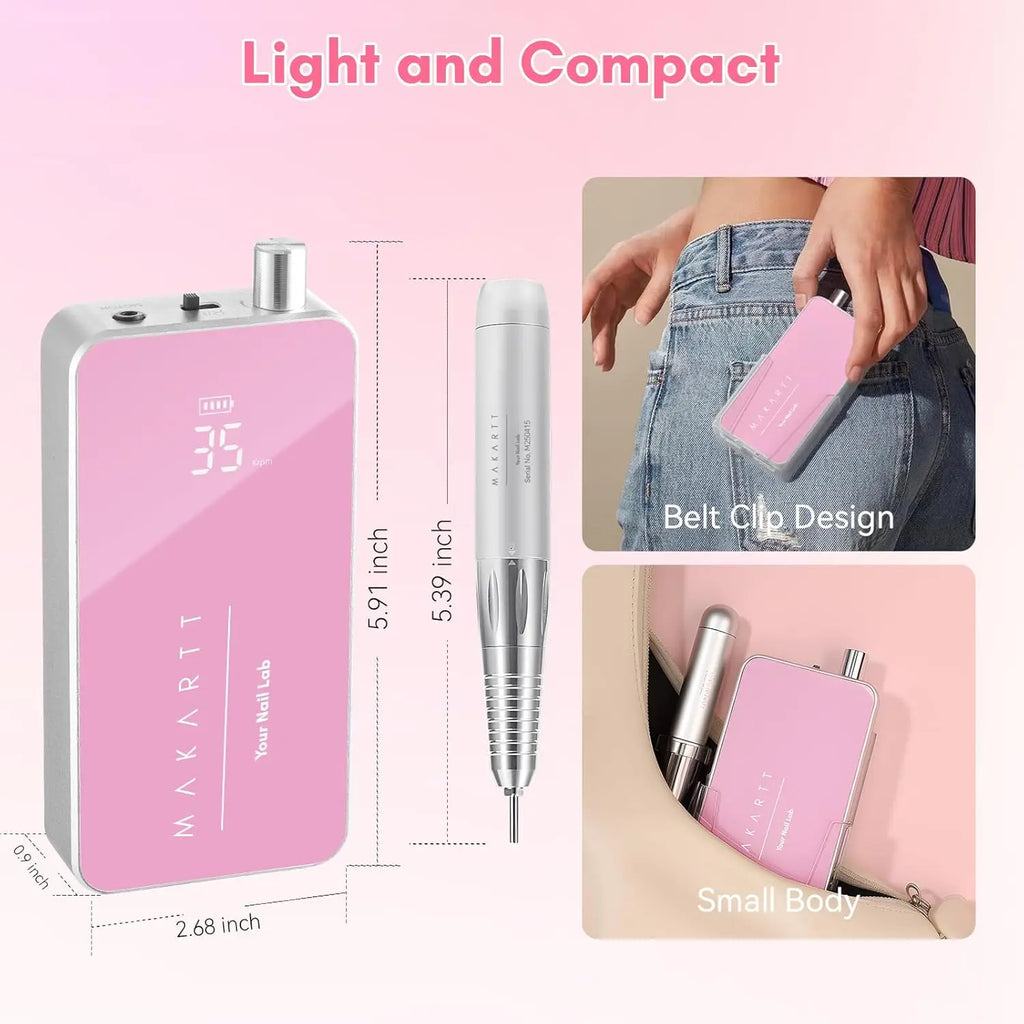 Professional Nail Drill, Nouvella 35000RPM Electric Nail Filer Machine with Coreless Motor Rechargeable Efile for Nails Gel