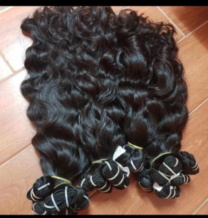 10A Bone Straight 3 Bundles Indian Remy Virgin Hair Extensions 100% Raw Unprocessed Machine Double Weft Natural Black 26-30 Inch