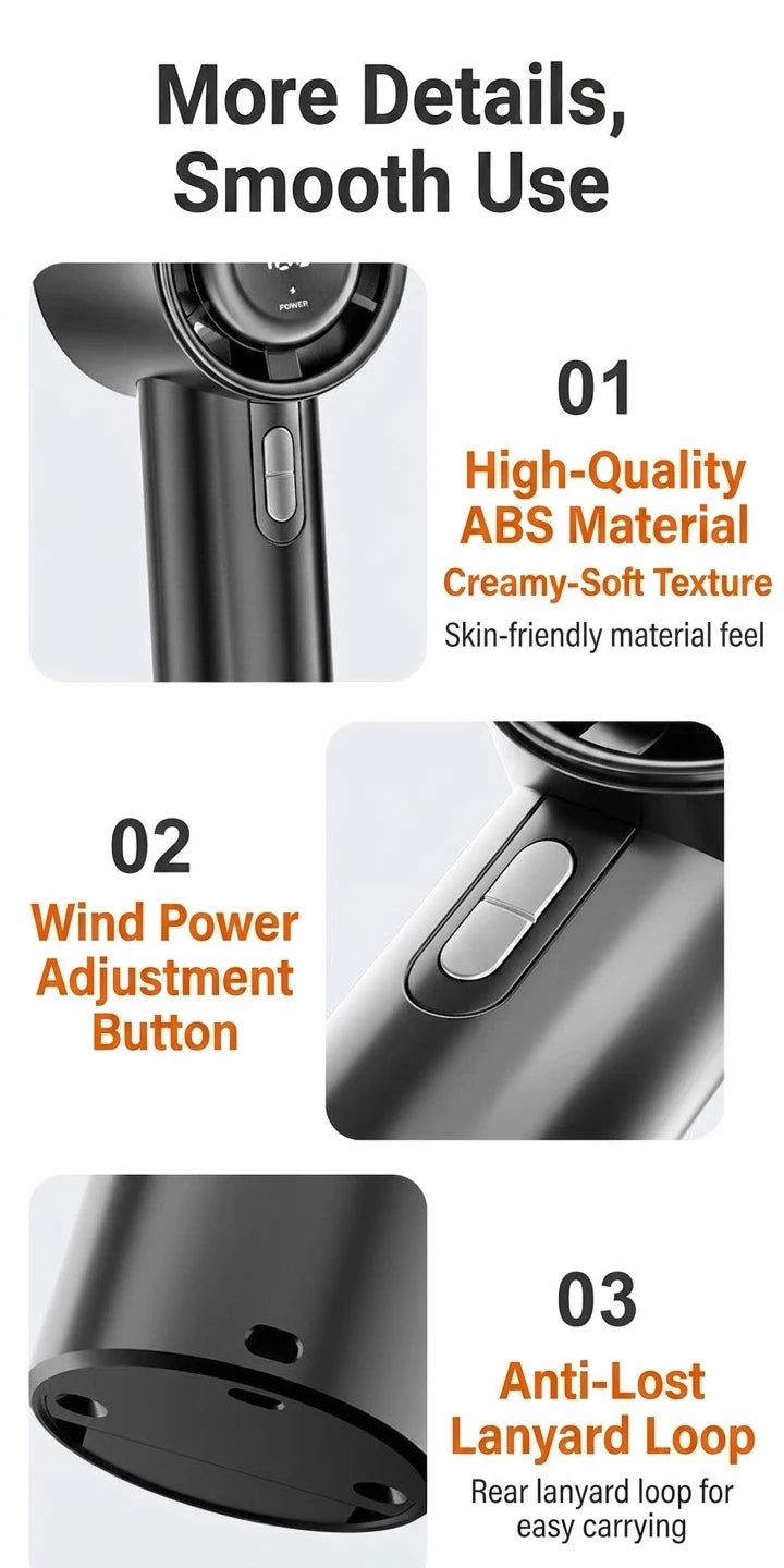 Handheld Desktop Portable High-speed Fan USB Rechargeable Charging Mini Portable Adjustable Violent Small Fan For Sport Outdoor