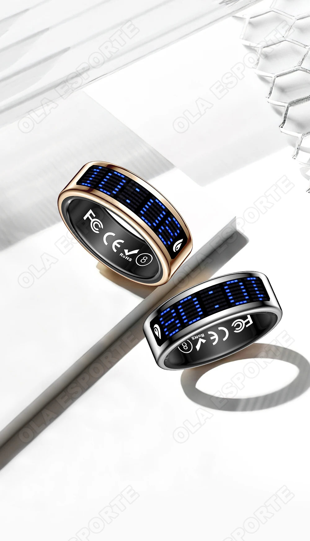 Smart Ring with Charging Base,LED Touch Display Screen,Time,Call Reminder,Gesture Brush Video,Heart Rate Blood Oxygen and Sleep Health Tracker Ring Step Counting Ring 2026 New