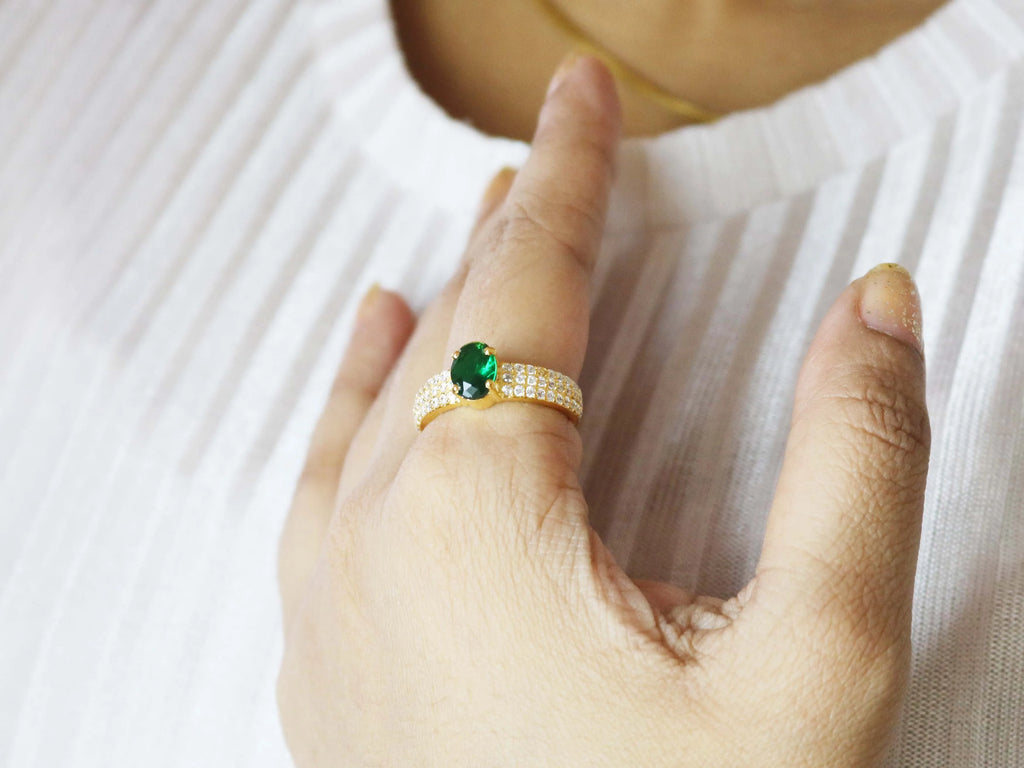 Emerald Quartz 925 Sterling Silver Handmade Ring - Engagement Wedding Promise Ring For Women