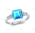 Newest Popular Precious Natural Swiss Blue Topaz & Diamond Engagement Rings in 14K Solid / Rose / Yellow / White Gold OEM & ODM