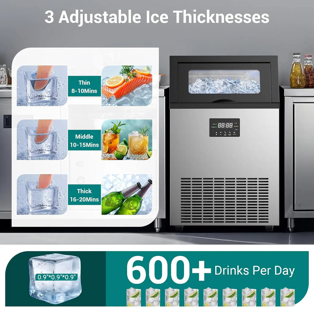 ETL Certified Commercial Ice Maker Machine 160LBS/24H, 45LBS Capacity Freestanding & Under Counter Ice Maker, Clear Ice Cubes