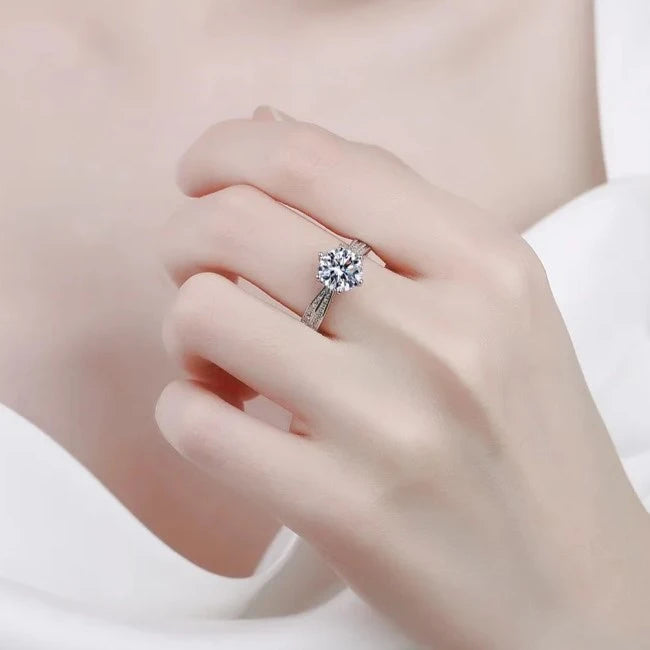14k White Gold Solitaire Fine Rings Lab Grown CVD Diamond Engagement Wedding Ring Lab Created  Brilliant Cut Design Fine Ring