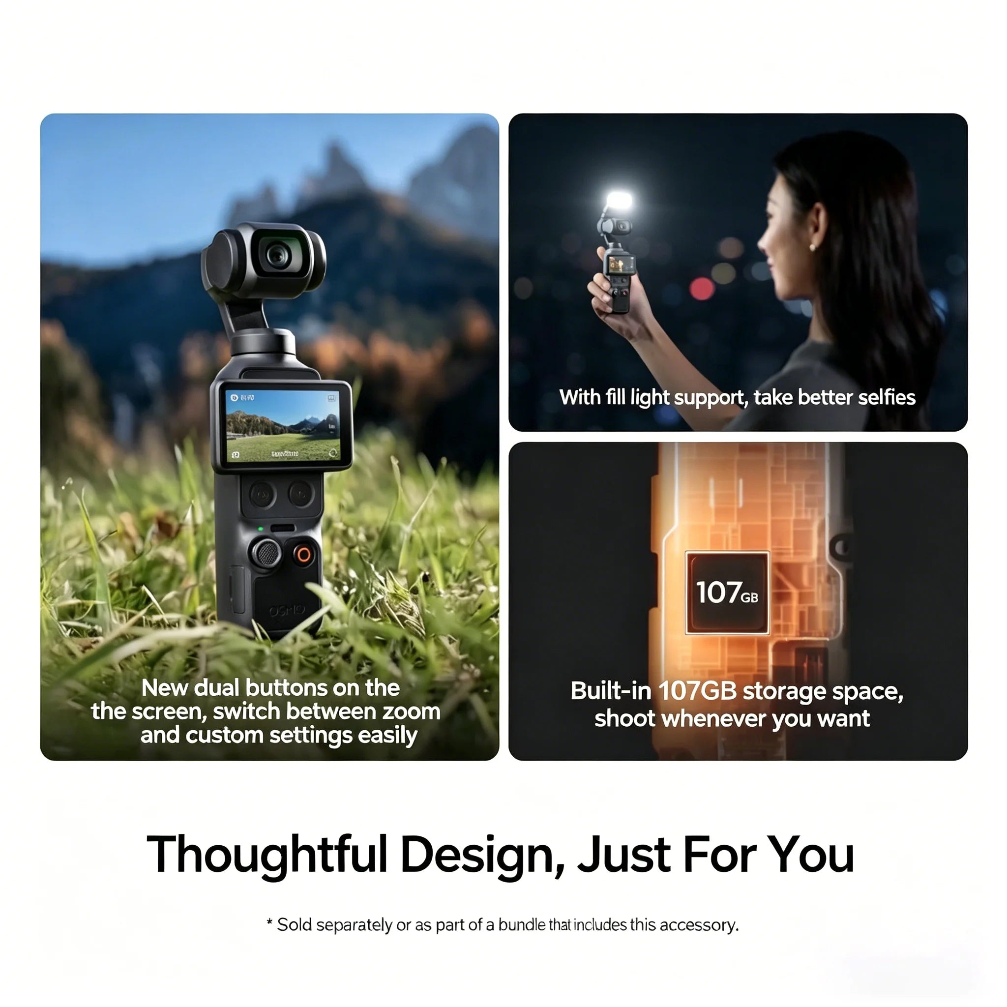 DJI Osmo Pocket 4 Creator Combo 6K Gimbal Camera with Wide-Angle Lens, DJI Mic 3, Battery Handle, Tripod for Vlog