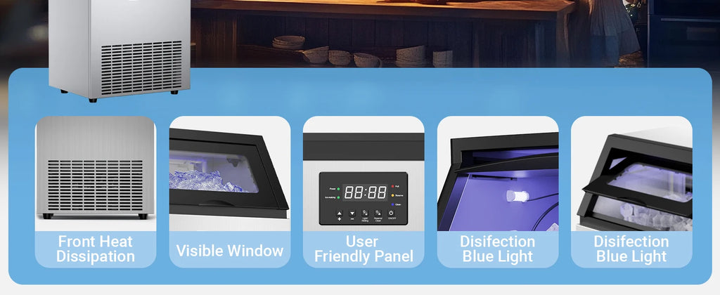 ETL Certified Commercial Ice Maker Machine 160LBS/24H, 45LBS Capacity Freestanding & Under Counter Ice Maker, Clear Ice Cubes