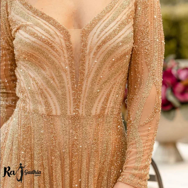 Rajgadhia Exports New Royal Modern Elegant Design Party Wear Beaded Sleeveless Side Slit Gown Multicolor