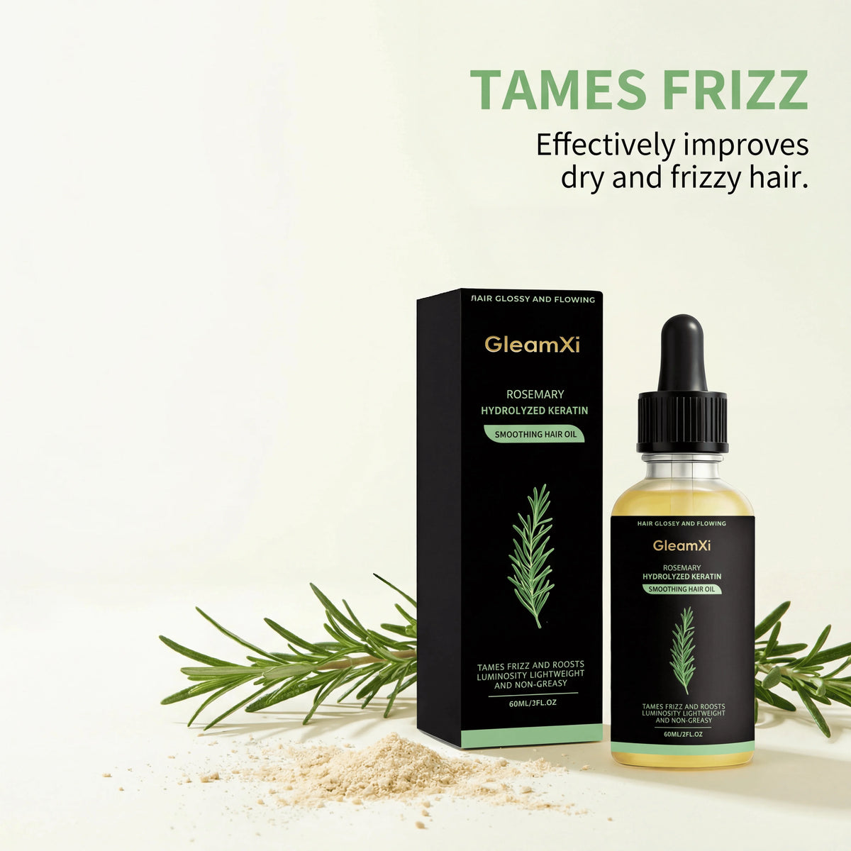 Rosemary Smoothing Hair Oil Hydrolyzed Keratin Botanical Extract Lightweight Moisture Formula Softens Strands Improves Smoothness Nourishing Scalp Hair Care