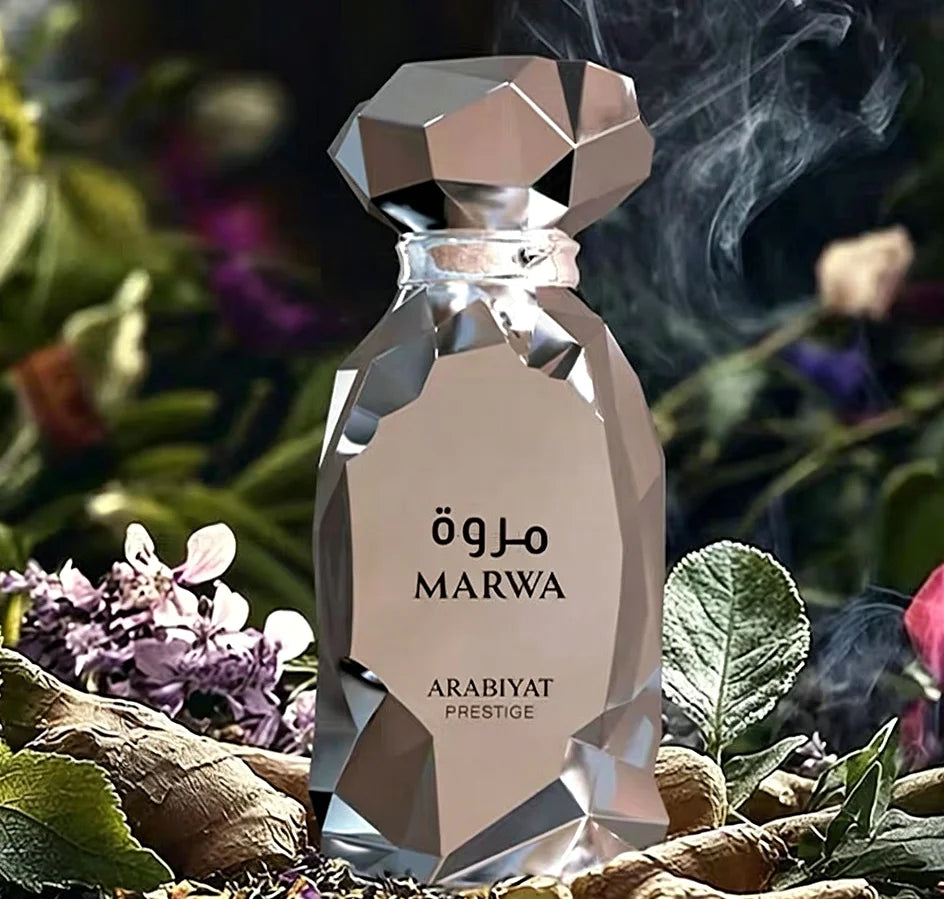 Arabiyat Prestige MARWA Middle East Dubai Unisex perfume, 3.4oz100ml, fresh wood fragrance, silver gift box packaging, high-end fragrance, suitable for any venue, perfect gift choice