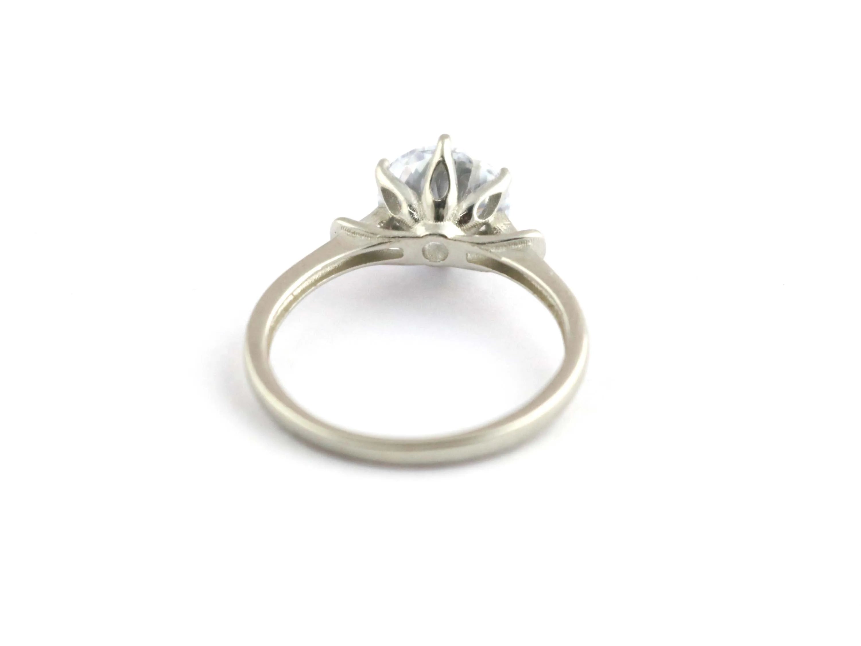 925 Sterling Silver Solitaire Prong Cubic Zirconia Engagement Ring For Women
