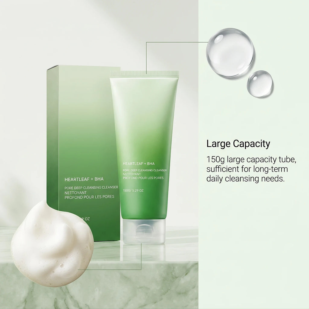 BHA Heartleaf Cleanser Oil Control Cleans Pores Refreshing Deep Facial Cleansing Creamy Rich Foam Exfoliating Face Cleanser 150g