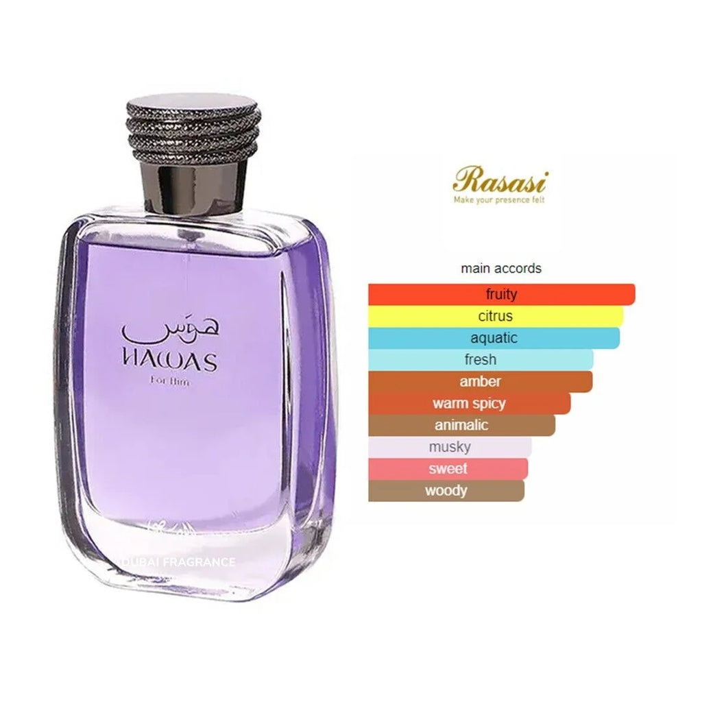 RASASI Hawas For Men Eau De Parfum Spray 100ML (3.4 Oz) - Long Lasting Arabian Perfume, Premium Perfume Men, Ideal for Special Occasions & Daily Elegance, A Bold and Captivating Fragrance
