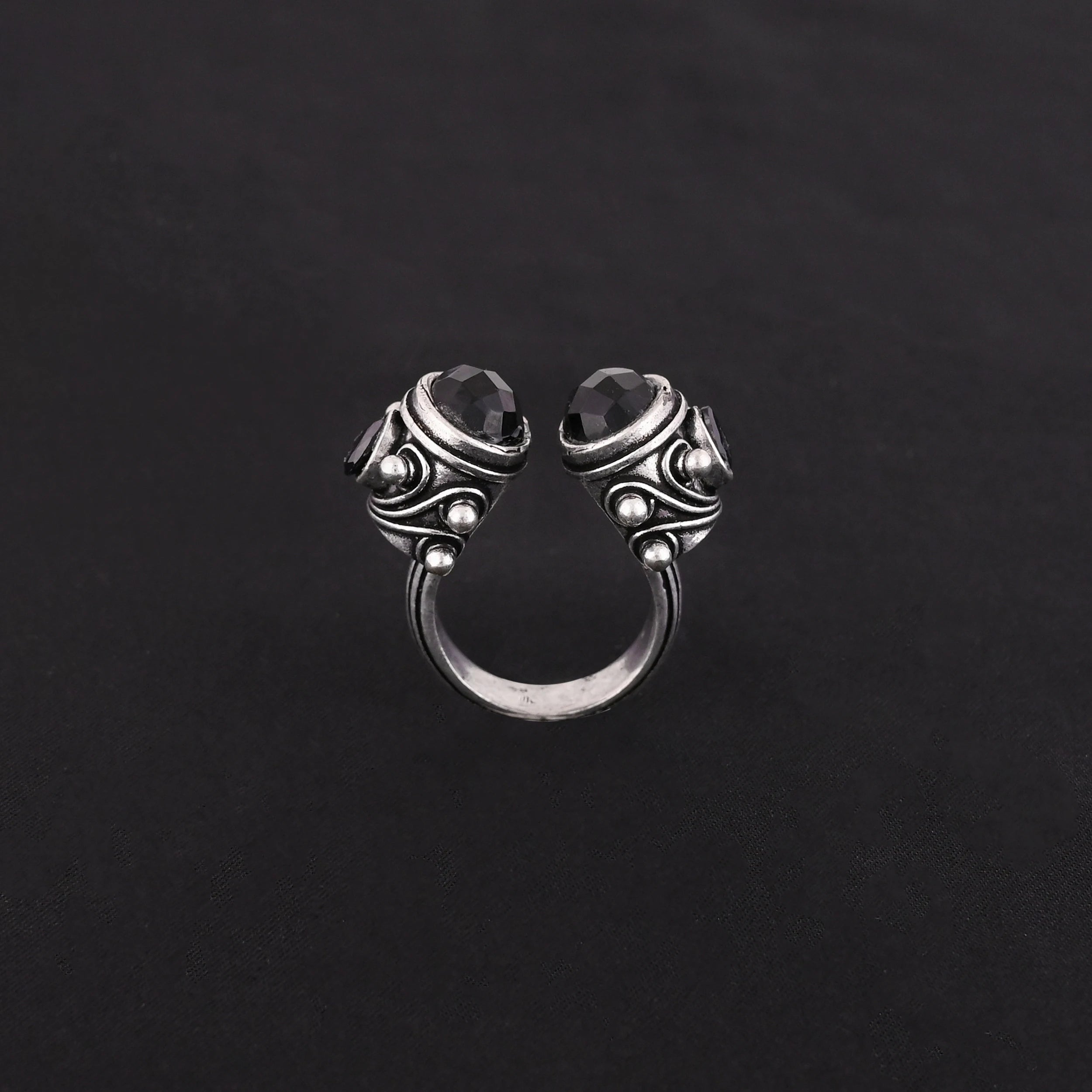 LUXVORY Gold Plated Brass Trendy Fashion Ring with Black Onyx for Women-Any Occasion