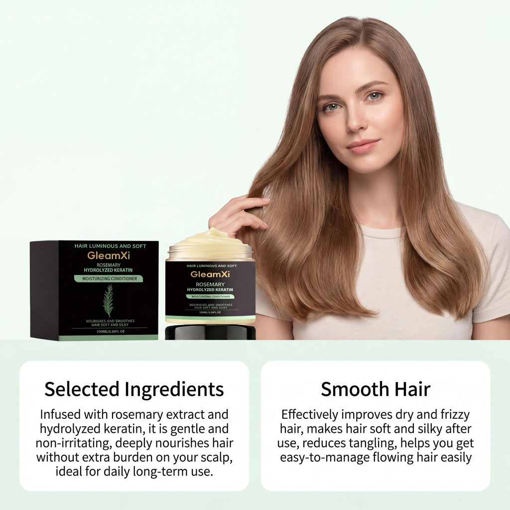 GleamXi Rosemary Hair Conditioner Rosemary Extract Hydrolyzed Protein Blend Softness Smoothness Improvement Gentle Application Scalp Vitality Support Hair Conditioner