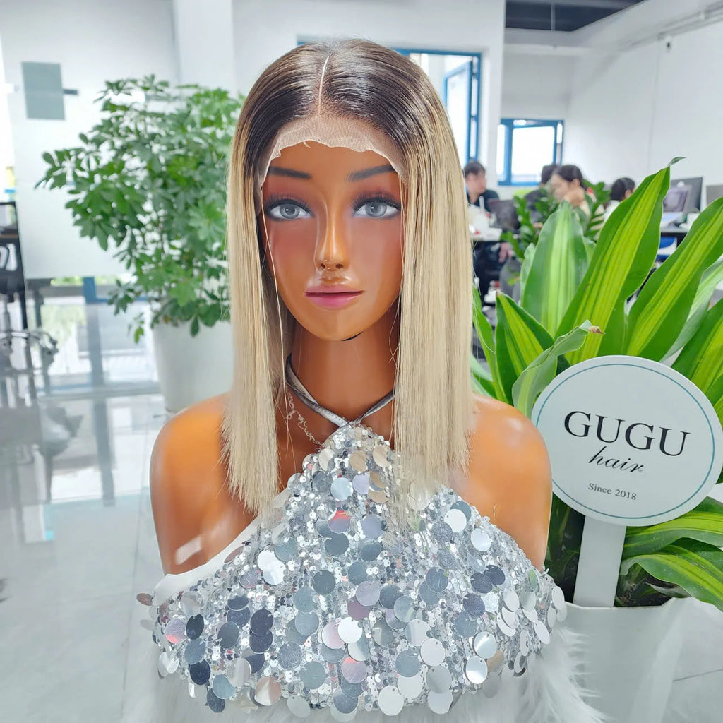 100% Vietnamese Luxury 10 Inch Glueless Wig Customized Ombre 613 Color Human Hair Natural Hair Products for Black Women