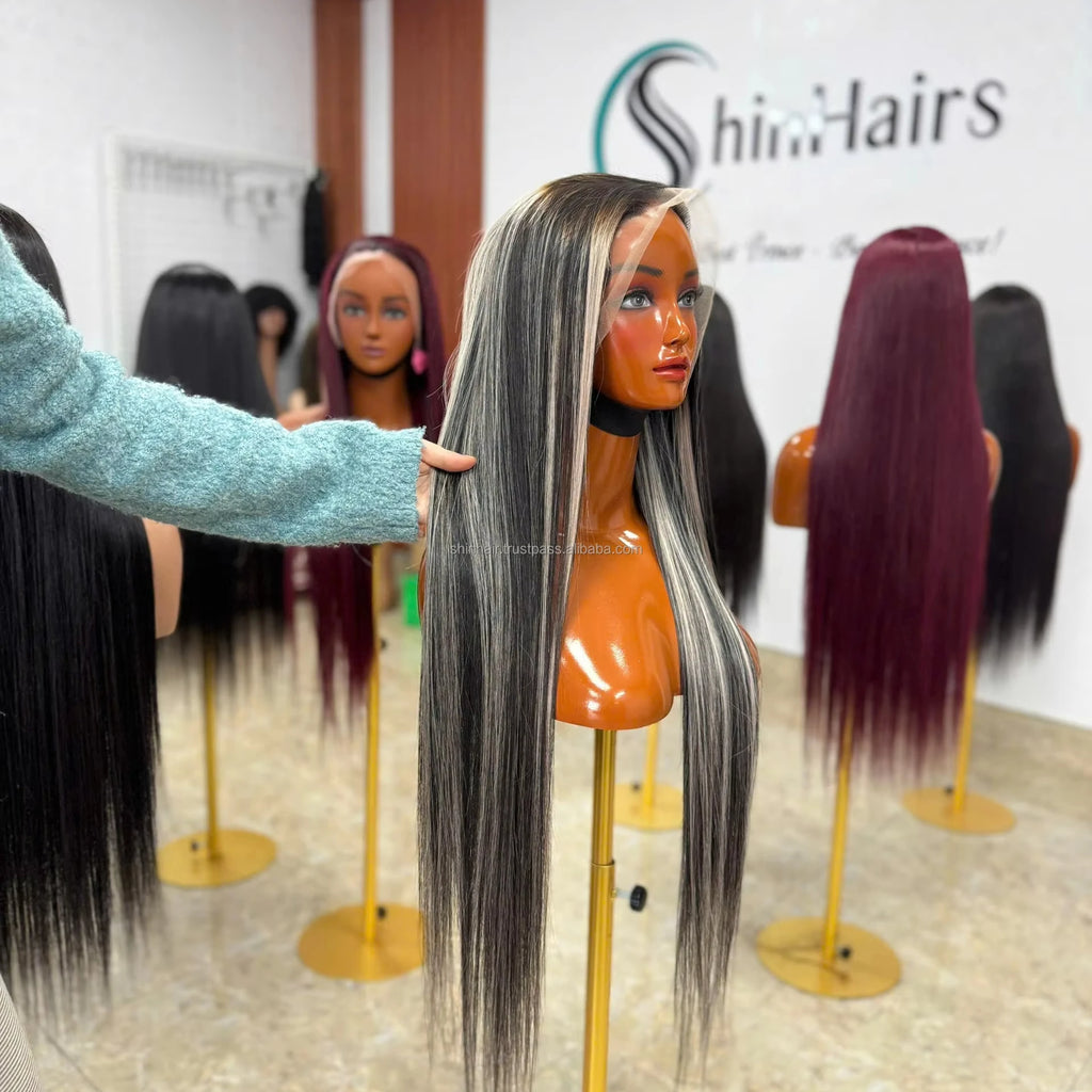 Wholesale Piano Highlight P4-60 Color 13x4 Full Lace Front Wig 200% Density Virgin Hair Straight No cut 100% Human Hair Wigs