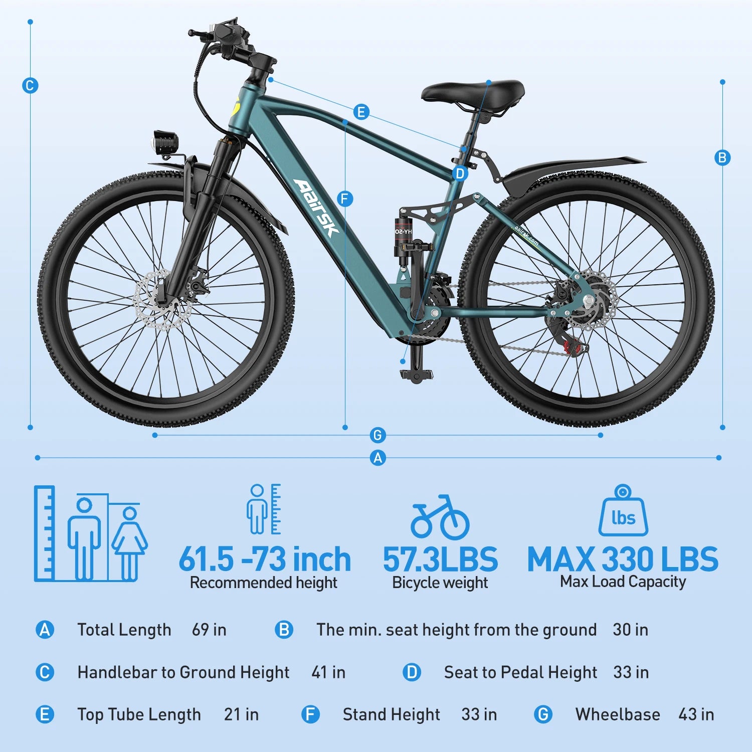 Aairsk EU UK 26 Inch E-MTB Electric Mountain Bike for Adults 36V 250W Electric Mountain Bike with Free Shipping for Men