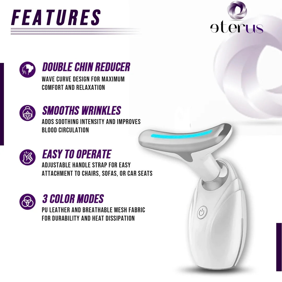 Electric Face Neck Beauty Massager LED Photon Light Vibration Skin Tightening Tool Facial Jawline Contour Beauty Device Rechargeable