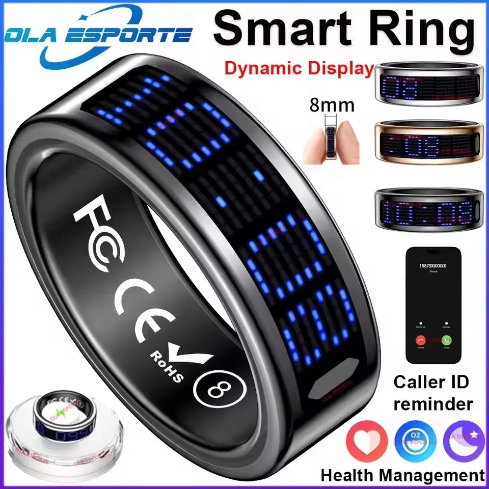 Cyber Style Smart Ring With Screen Led Control Smartring for Men Women Time Display Smart Watch Style Caller id Reminder Waterproof Sport Company Smart Couple Ring Gift 2026 Free Shipping