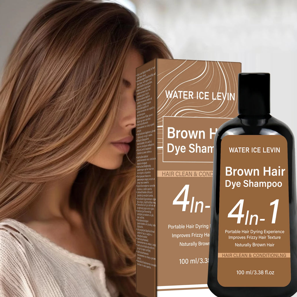 Water Ice Levin Natural Brown Hair Dye Shampoo 100ml Ginger Ginseng Oil Mild Coloring Smooth Frizzy Hair Care