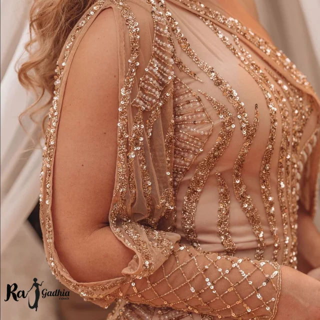 Rajgadhia Exports New Royal Modern Elegant Design Party Wear Beaded Sleeveless Side Slit Gown Multicolor