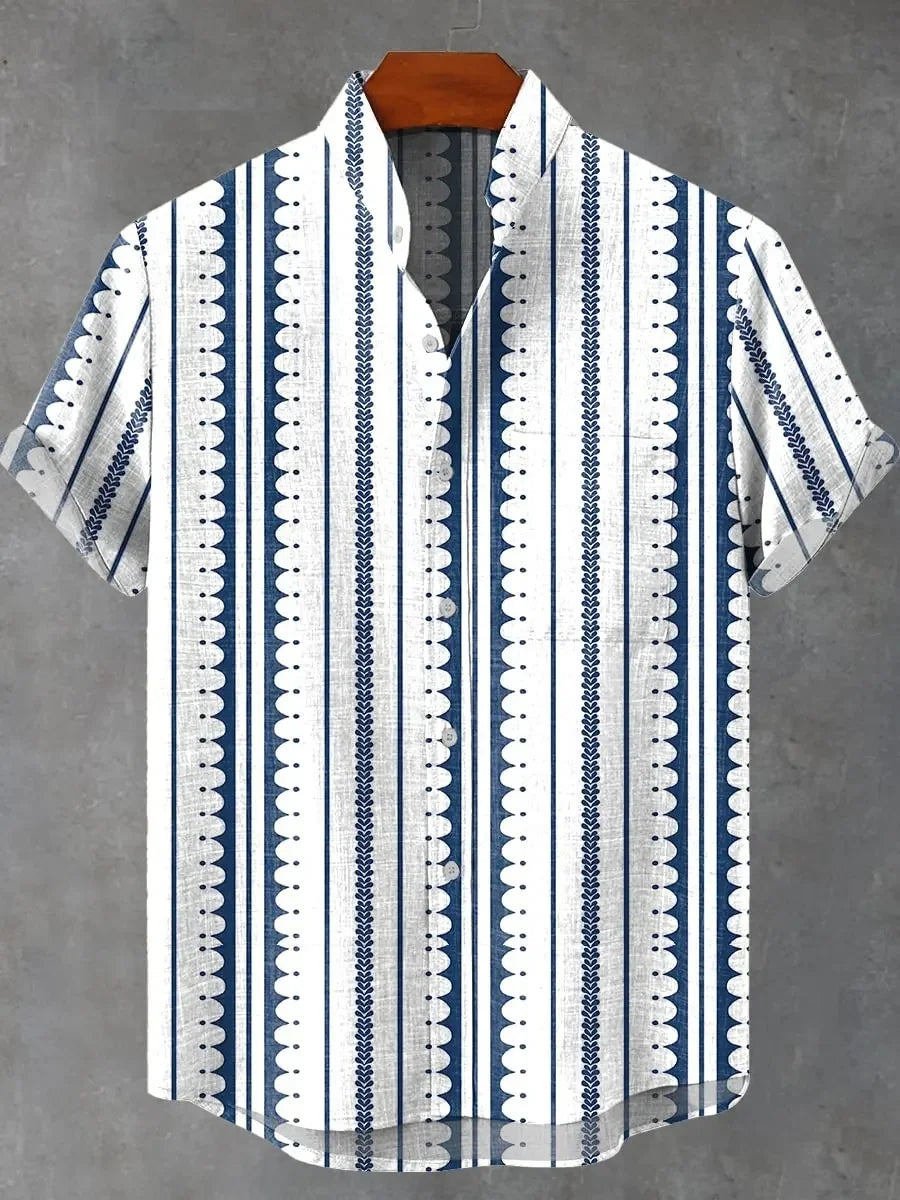 Nouvelle chemise à manches courtes à carreaux à rayures verticales pour hommes, chemise décontractée à manches courtes de style